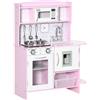 HOMCOM Set Cucina Giocattolo in Legno con Luci e Suoni e Accessori, Rosa