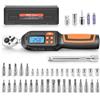 VEVOR Set di Chiavi Dinamometriche Digitali da 1/4"con 42 Pezzi, Cacciaviti Dinamometriche 4 Unità, Schermo LCD con Cicalino e Indicatore LED, con Bussole Inserti Prolunga e Adattatore, per Macchine