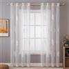 MIULEE Tende per Interni Trasparente con Ricami a Foglie Bianche 140x200 cm | 2 Pezzi Voile Tenda Finestra Interno Salotto, Moderne Tenda Trasparente Fantasia Tende Camera da Letto Soggiorno Occhielli