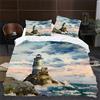 BLHL Copripiumino Matrimoniale 200x250Blu Faro Set di Biancheria da Letto per Adult Stampato in Microfibra Morbido, Copri Piumino e 2 Federa 50x80 con Cerniera