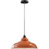 LEDSone Set di lampade a sospensione multicolore, lampadario in metallo, paralume grande da 32 cm, attacco E27 regolabile, illuminazione a sospensione da soffitto. (Arancione)