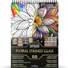 In Textu Libro da Colorare per Adulti Vetrate Floreali, Carta 200 g/m² | Rilegatura a spirale, A4, qualità premium, 30 disegni, 300 modelli a colori, per matite e marker acrilici/alcol/acqua