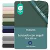 Twinzen Lenzuolo con Angoli Microfibra 90x200 Verde Angoli 25 cm | Morbido al tatto · Traspirante · Asciugatura rapida · Facile da mantenere · Lavabile a 40 °C · Certificato OEKO-TEX