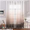 MIULEE Voile Tende Trasparenti con Occhielli Sfumato Verticale Tenda per Finestra per Soggiorno e Camera da Letto 2 Pannelli 140 x 260 CM Marrone