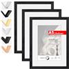 HIMEETIME® 3x Cornice A5 15x21 cm in vero legno nero, per foto da 10x15 cm con tappetino o da 14,8x21 cm senza tappetino.