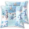 CHIFIGNO Set di 2 federe per cuscino a tema mare, 50 x 50 cm, per divano, ufficio, bar, auto
