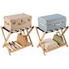 COSTWAY Portavaligia Pieghevole in Bambù, Portata 40 kg (Naturale,2) | Porta Valigia a 2 Ripiani con Scarpiera e 5 Cinghie,Cavalletto Reggivaligie per Bagagli per Camera degli Ospiti e Hotel