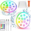 Czemo Ricaricabile Luci LED per Piscina Subacquea con Telecomando, Luce Sommergibili Piscina Luci per Laghetto, LED Impermeabili per Acquario, Stagno (Multicolore-2 pezzi)