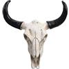 Healifty - Scultura a forma di teschio, a forma di toro largo, in finta tassidermia, con supporto a parete occidentale, ideale per casa, ufficio,