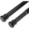 QWORK® Bastone Tenda a Pressione 50-80 cm, Nero, Multiuso per Bagno, Finestre e Armadi - Asta per Tenda Telescopica Senza Fori