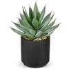 Hollyone Piante grasse artificiale di aloe vera, piante grasse finte in vaso in ceramica nera, per casa, ufficio, bagno, tavolo, camera da letto, scaffale, 22 cm
