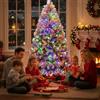 Himimi Albero Natalizio Artificiale 180cm Effetto Innevato con 300 Luci RGB, 1000 Punte di Rami Folti & Assemblaggio Veloce a Cerniera, Abete Completo per Decorazioni Invernali Festive, Verde & Bianco