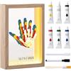 Fiada Cornice LED per Impronte di Mani e Piedi di Famiglia 5 Fogli Acrilici Cornice Ricordo in Legno Fatta a Mano Regali per Festa della Mamma Festa del Papà Natale e Attività per Famiglia