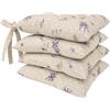 HAPPYRELAX Cuscini Sedie Cucina Set da 4 o 6, Cuscini per Sedie, 40x40 cm, Coprisedia con Laccetti, 100% Cotone, Copri Sedia da Cucina Trapuntati al Centro, Made in Italy (4 Beige Lavanda)