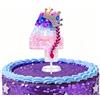 Kaimirui K pop - Candele di compleanno glitterate a forma di numero, decorazione musicale a tema cartone animato, viola e rosa (numero 4)