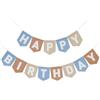 Xecamuvila Grande Ghirlanda con bandierine in Feltro - Decorazione di Compleanno in Feltro Happy Birthday con Motivo Blu e Marrone, Banner di Compleanno in Stile Vintage per Feste per Bambini,