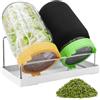 Kezidhp Germogliatore Set da 2 - Completo con 2 vasetti, Coperchio in Acciaio Inox 304, Supporto e Vassoio Bianco, per Erba Medica, Broccoli, Fagioli Mungo