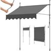 LIFERUN Tenda da Sole Senza Foro,250 x 120cm,A Manovella,per Balcone,Grigio