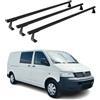 OMAC Heavy Duty Barre Portatutto Trasversali Compatibili con VW T5 T6 Transporter Multivan Caravelle 2003-2024 - 3 Stangen - Alluminio Nero