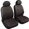 Lupex Shop Ketty.Rigo_Gs.R Copri-sedili Auto Universale Coppia Anteriore Trapuntato Grigio Scuro Bordino Rosso | Set Coprisedile Universali per Anteriori | Airbag Compatibili | Accessori Auto Interno