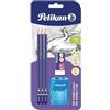Pelikan Set Scuola, 3 Matite Grafite HB, 1 Gomma AS30, 1 Temperino Doppio Foro (Rosa o Blu), Senza Ftalati e Lattice, Prodotto in Germania