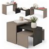 BAKAJI set 3 Tavolini Divano Tavolino caffè da Salotto Rettangolare Tavolo 3 Ripiani a Incastro Design Moderno Struttura in Legno MDF Bicolore 3 Altezze Dimensioni 65 x 30 x 39 cm (Antracite)