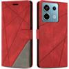 SONWO Cover per Redmi Note 13 PRO 5G, Flip Caso in PU Pelle Case Cover Custodia con Slot per Schede e Supporto Stand per Redmi Note 13 PRO 5G, Rosso