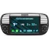 NVGOTEV Autoradio Android per Fiat 500 2007-2015, radio da 7 pollici 2+32GB Head Unit con Carplay wireless/Android Auto Bluetooth WiFi GPS FM RDS DSP SWC (DAB+ opzionale)