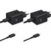 Generico Caricabatterie da 45W con Cavo USB-C, Compatibile con Samsung, iPhone, iPad, Xiaomi, Huawei, Motorola, Pixel, Oppo, OnePlus, Super Fast Charging, EP-T4511, Nero, Cofezione da 2