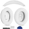 YunYiYi Cuscinetti auricolari + fascia di ricambio compatibili con cuffie sovraurali Bose QuietComfort 45 QC45 35 QC35, QC35 II, facili da installare, parti in pelle proteica (kit bianco)