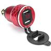 Alamor 12V-24V 4.2A Voltmeter Rosso Moto Dual USB DIN Socket per Moto BMW - Rosso