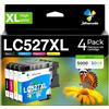 Jettruemedia LC527XL Cartucce d'inchiostro Compatibile con Brother LC527 XL, Pacco da 4