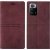 OKZone Cover per Xiaomi Mi 10T / Mi 10T Pro, Custodia Flip Pelle PU Premium Portafoglio Magnetica Libro con Slot Schede, Slim Silicone TPU Bumper Wallet Supporto Case Antiurto Cover (Rosso)