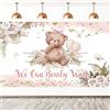 Hnmdmyi 1.5x1m Sfondo Baby Shower We Can Bearly Wait Adorabile Orso Fiori Rosa Erba di Pampa Ragazze Fotografia Sfondo Neonato Baby Shower Compleanno Decorazioni Festa Banner Photo Booth Puntelli