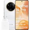 realme Smartphone 14 Pro 5G, batteria 6000 mAh, fotocamera 50 MP con stabilizzazione OIS, schermo curvo 3D 6,77 pollici 120 Hz, 8+256 GB, colore platino (con adattatore incluso)