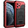 Beeasy Cover per iPhone 11 Pro IP68 Impermeabile Custodia Militare Antiurto Resistente 360° Metallo Armor Protezione Schermo Integrata Rugged Robusta Indistruttibile Subacquea Antipolvere Rosso