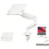 sofymoor Braccio Monitor Scrivania,Supporto Per Monitor 2 In 1 Con Vassoio, Capacità Fino a 10 Kg, Altezza Regolabile,Compatibile Con Laptop Fino a 17 Pollici, Braccio Per Scrivania Con Morsetto/Foro,bianco