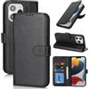 Zouzt Cover per iPhone 13 Pro 6,1 pollici, Custodia antiurto per telefono Cellulare Magnetica in Pelle PU Custodia in Pelle Flip Case Portafoglio Slot CarteSupporto Phone Cover (Nero)