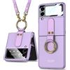 COQUE Custodia per Galaxy Z Flip 3 5G, custodia per telefono All Inclusive con supporto video ad anello, custodia per telefono pieghevole per Samsung Galaxy Z Flip 3 5G (con tracolla)-Viola