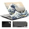 AMCJJ Custodia Rigida Compatibile con MacBook Pro 14 Pollici 2023 2022 2021 Release M3 A2918 A2992/M2 A2779/A2442 M1,Plastica Case Cover & EU Tastiera Cover & Screen Protecto,Kanagawa Japan Wave