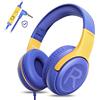 awatrue Cuffie per Bambini con Cavo, Cuffie per Bambini con Microfono, Cuffie On-ear, Limitazione del Volume 85/94 dB, jack da 3,5 mm, Design pieghevole, Sicure e Comode (Viola)