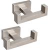 NearMoon Gancio doppio per asciugamani da bagno, in acciaio inox SUS304, quadrato, resistente, antiruggine, doppio gancio appendiabiti per bagno, soggiorno, cucina, montaggio a parete, confezione da 2