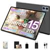 SUAAT Tablet da 10 pollici, Android 15 Octa Core, 64 GB ROM + 2 TB TF, Gemini AI,5G + 2,4G WiFi, Bluetooth 5.0, fotocamera 8 MP + 5 MP, con custodia, nero
