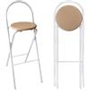 Jpquantrics 1pcs Sgabelli Cucina Pieghevoli Alto Portatile Sgabello da Bar Nessun Montaggio Richiesto Salvaspazio Sgabello da Colazione Pranzo Sgabello Pieghevole Campeggio con Poggiapiedi(Natural,65cm)