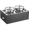 Pinti inox Zuppiera Calda con Base Alta per Buffet con N° 2 Postazioni - Capacità Contenitore lt 5 + 5 -Salvia, Carbone, Burro o Caffè