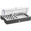 Pinti inox Vassoio Refrigerato Uova e Verdure con Base Bassa per Buffet - N° 2 Bacinelle GN1/2 - Salvia, Carbone, Burro o Caffè
