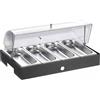 Pinti inox Vassoio Refrigerato Verdure con Base Bassa per Buffet - N° 4 Bacinelle GN2/8 - Salvia, Carbone, Burro o Caffè