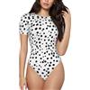 WBQLSL Body estivo da donna con motivo a pois, colore bianco e nero, scollo rotondo, taglie S-XXL, nero, Small