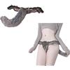 ZHER-LU Donne Sexy Mutandine Pizzo Farbic Staccabile Volpi Coda Perizoma Donne Perizoma Sexy, Nero, M