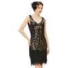 BABEYOND - Vestito da donna, stile Gatsby anni '20, con scollo a V, perline e frange - - M
